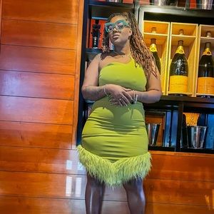 Feather Sleeveless Bodycon Dress